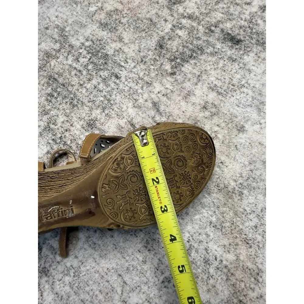 Umberto Raffini Orchid Sandal Brown Leather Wedges Shoes Size 7.5 Boho Comfort